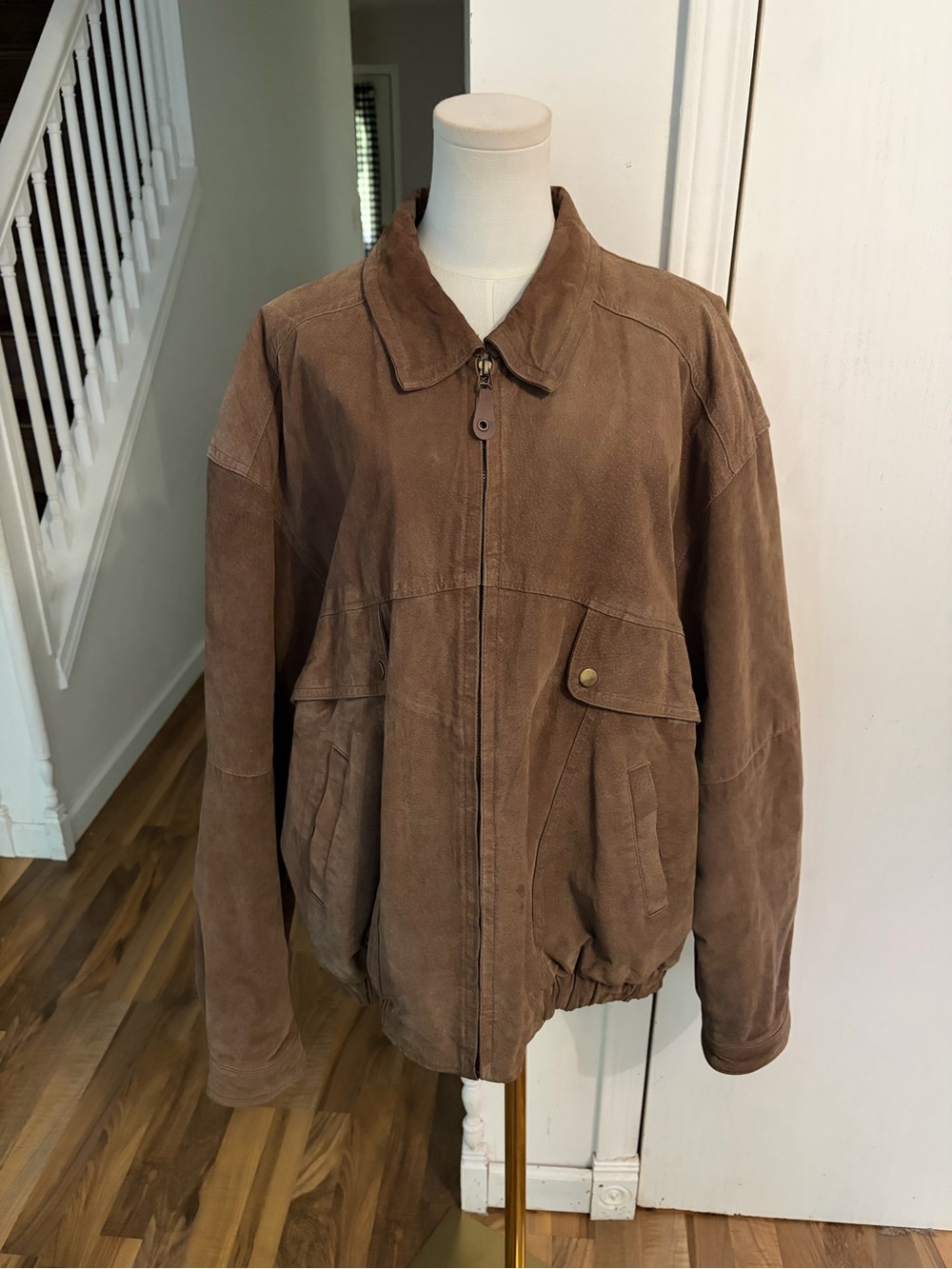 Throwback Leather Jacket, Deep Rich Brown, Oversized XXL, Gorpcore / Y2K Grunge
